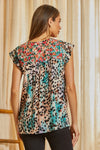 Flutter Woven top with round neckline