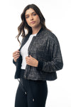 Long Sleeve Metallic Lurex Knit Cropped Jacket - 2 Colors