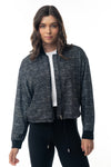 Long Sleeve Metallic Lurex Knit Cropped Jacket - 2 Colors