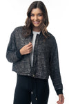 Long Sleeve Metallic Lurex Knit Cropped Jacket - 2 Colors