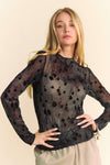 Davi & Dani Floral Mesh Long Sleeve Sheer layering Top
