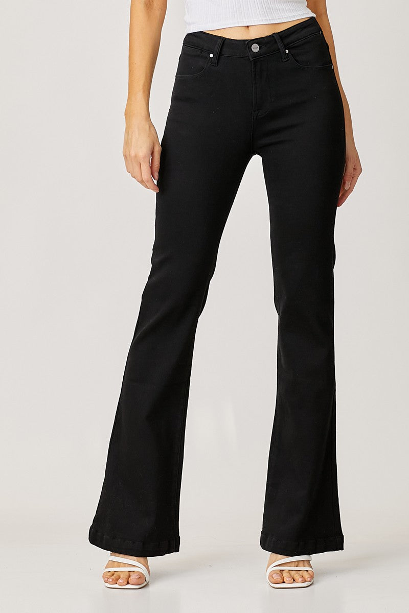 Risen Mid-Rise Basic Flare Jeans