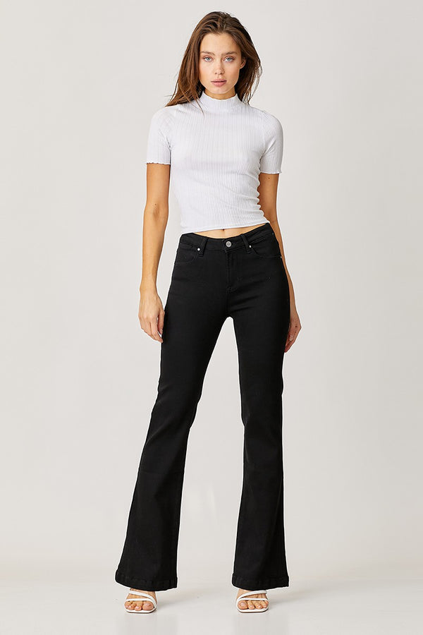 Risen Mid-Rise Basic Flare Jeans