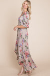 SALE Emerald Collection Floral Faux Wrap High Low Maxi Dress - Curvy Size