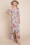 SALE Emerald Collection Floral Faux Wrap High Low Maxi Dress - Curvy Size