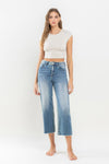 Vervet Super High Rise Raw Hem Wide Leg Jeans