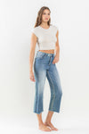 Vervet Super High Rise Raw Hem Wide Leg Jeans