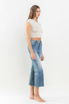 Vervet Super High Rise Raw Hem Wide Leg Jeans
