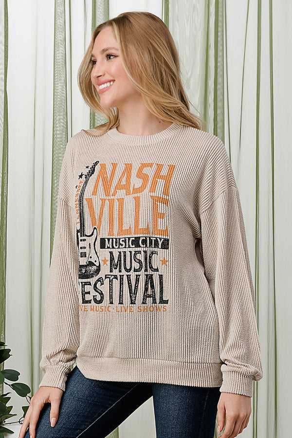 SALE Ribbed Nashville Graphic Sweatshirt