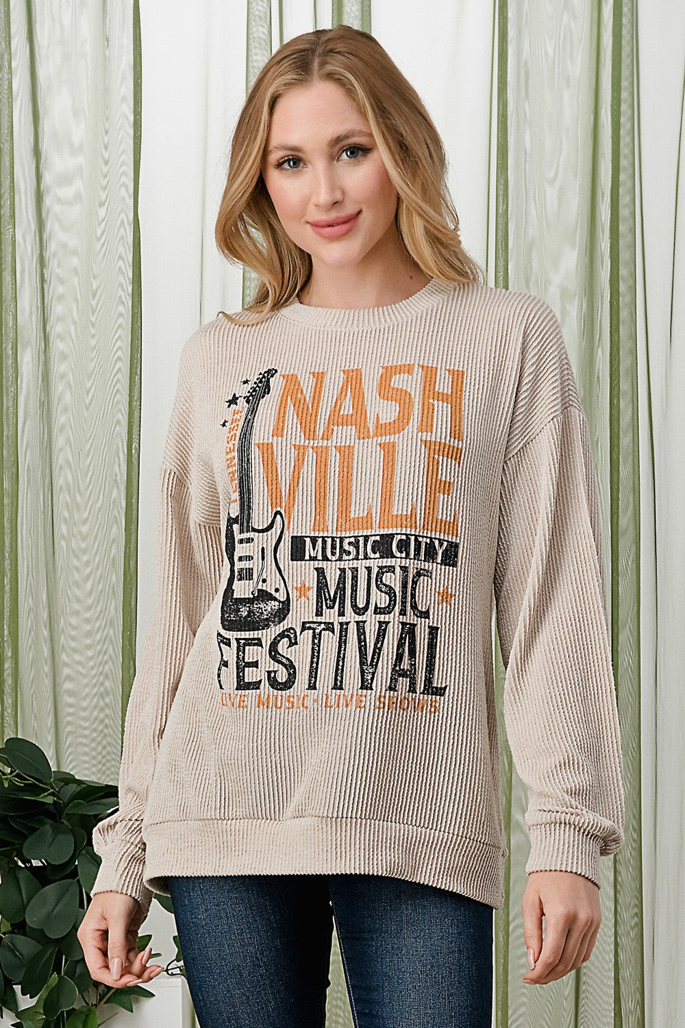 SALE Ribbed Nashville Graphic Sweatshirt