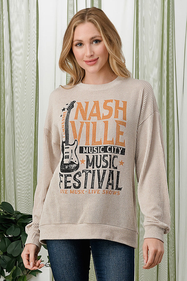 SALE Ribbed Nashville Graphic Sweatshirt