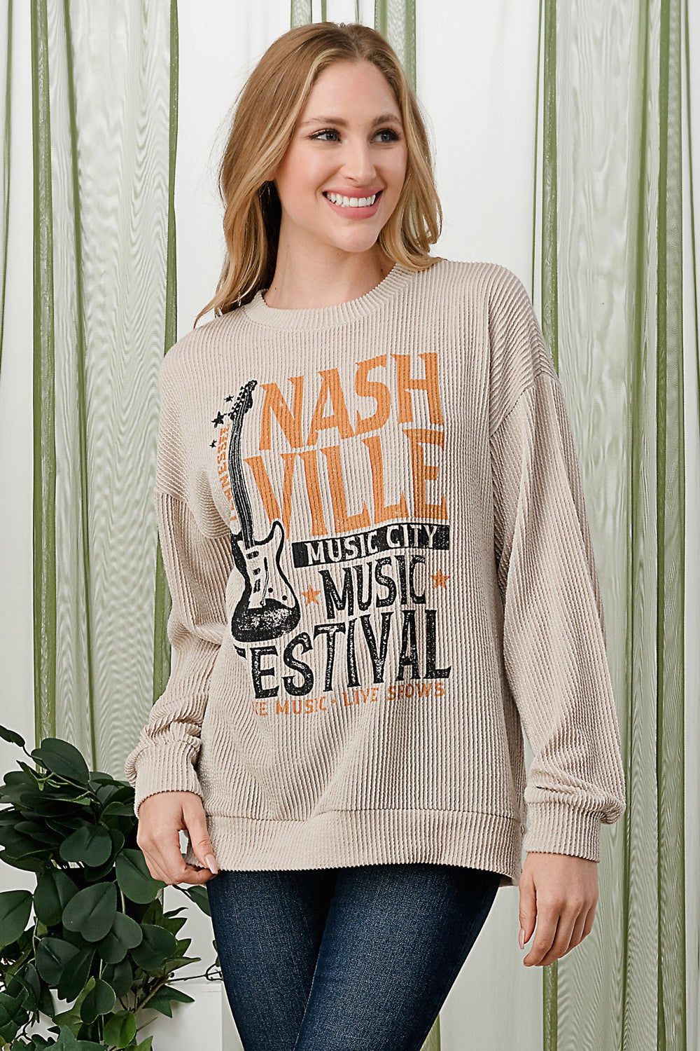 SALE Ribbed Nashville Graphic Sweatshirt