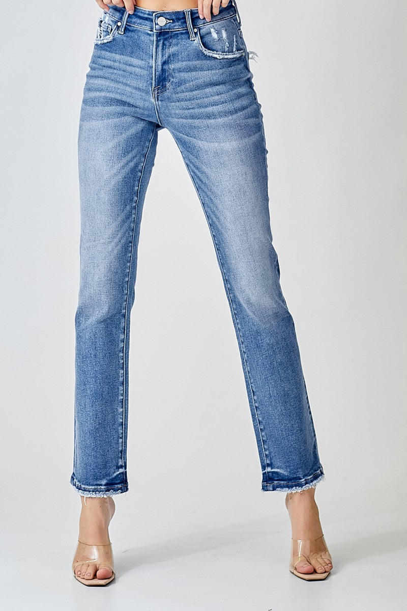 SALE Risen Mid Rise Straight Jeans