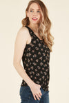 Printed rib henley top - Curvy Size