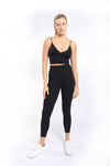 Metallic Splice High-Waist Leggings