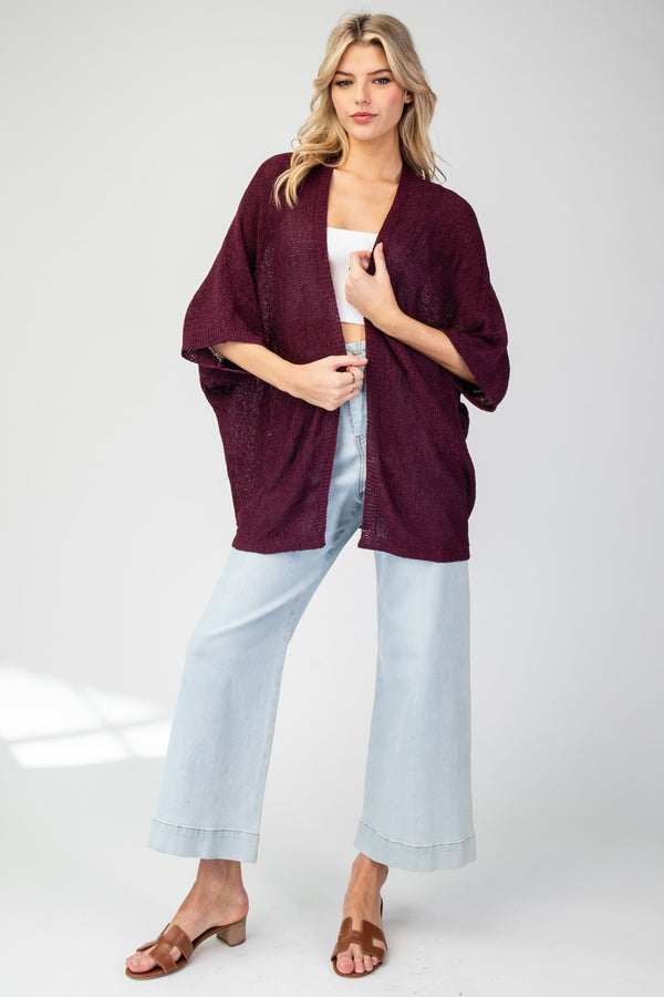 Dolman Short Sleeve Cardigan - 4 Colors