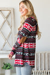 Drawstring Hood Christmas Top with Elbow patch detail