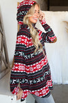 Drawstring Hood Christmas Top with Elbow patch detail