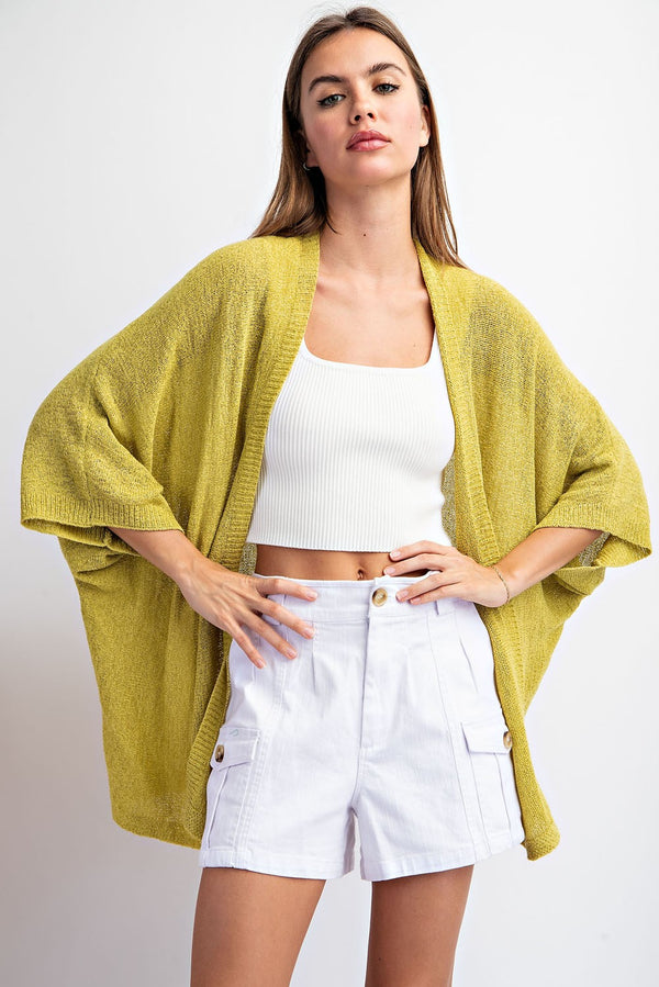 Dolman Short Sleeve Cardigan - 4 Colors