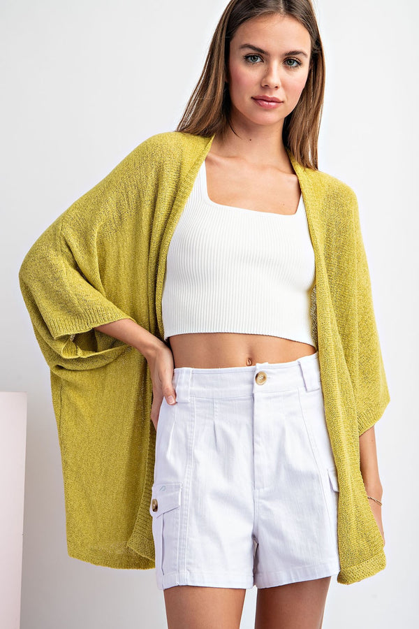 Dolman Short Sleeve Cardigan - 4 Colors