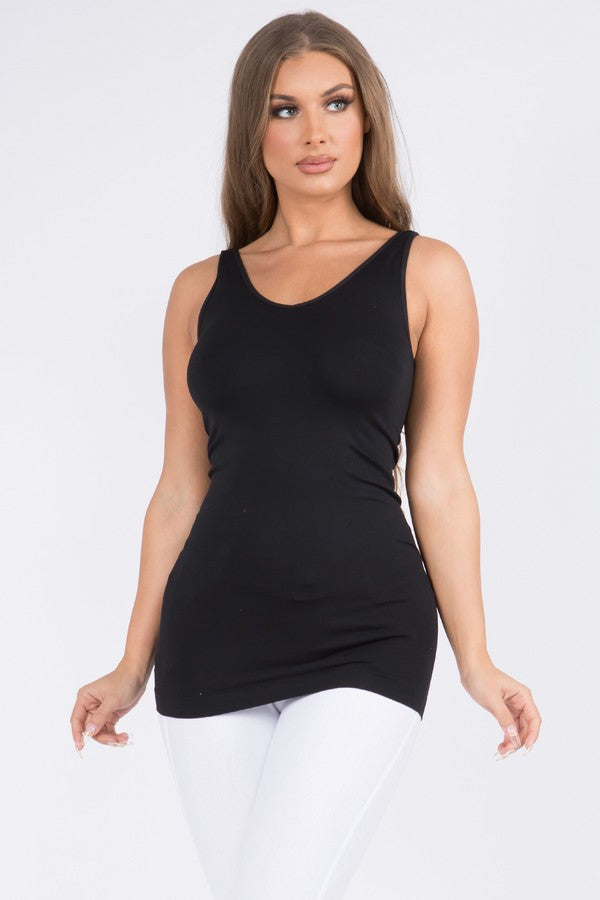 Reversible V or U Neckline Seamless Tank - 8 Colors