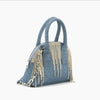 Half Moon Denim Rhinestone Crossbody Purse