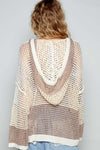 POL Oversize open knit color block dumpy hood sweater