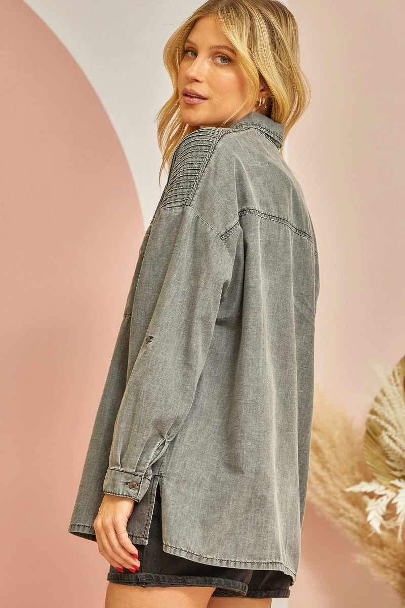 Denim Button Down Top