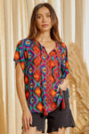 Printed top with Embroidery details