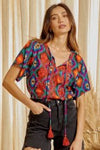 Printed top with Embroidery details