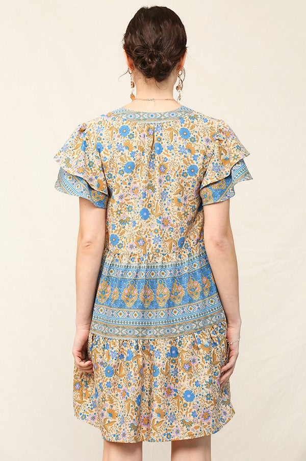 Print Mixed Babydoll Shift Dress - 2 Colors