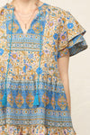 Print Mixed Babydoll Shift Dress - 2 Colors