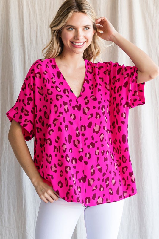 Leopard Print Boxy Top - Curvy Size