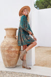 Velvet Leopard Button-up Baby Doll Dress - Curvy Size