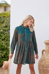 Velvet Leopard Button-up Baby Doll Dress - Curvy Size
