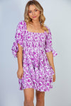Half Sleeve Floral Print Woven Dress