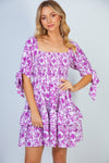 Half Sleeve Floral Print Woven Dress
