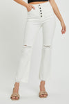 Risen High Rise Tummy Control Button Down Ankle Straight Pants