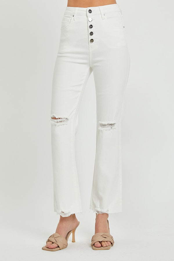 Risen High Rise Tummy Control Button Down Ankle Straight Pants