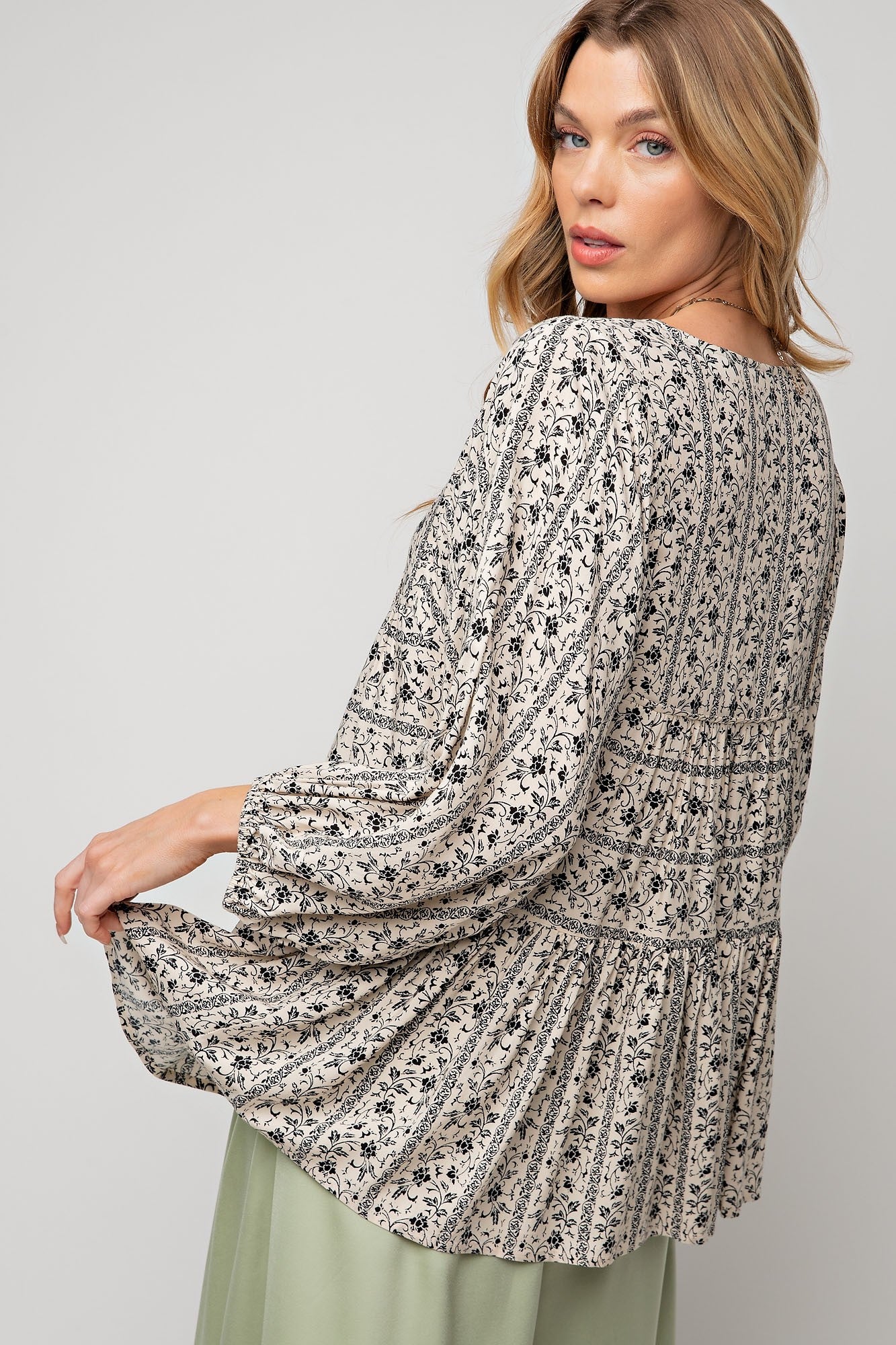 Printed Challis Babydoll Tunic
