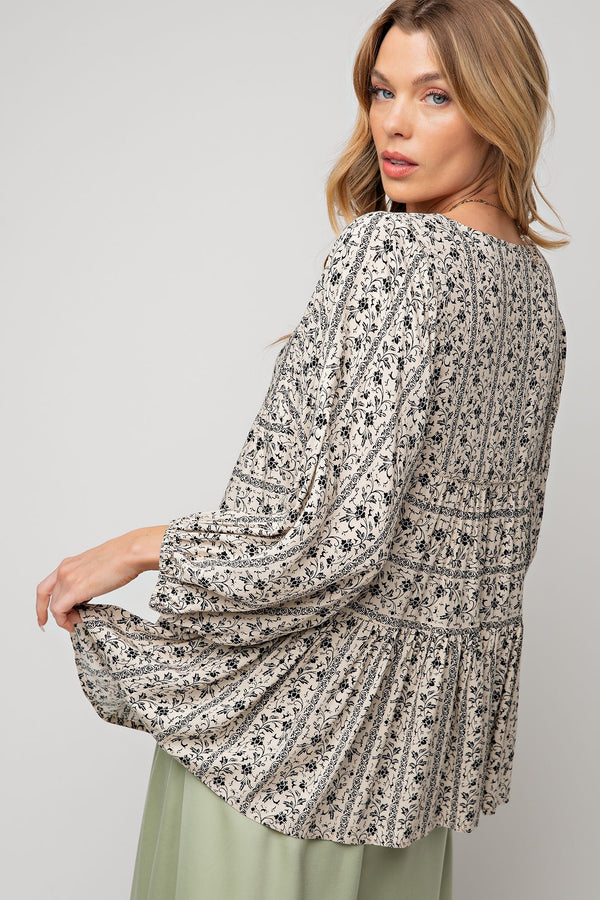 Printed Challis Babydoll Tunic