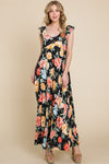 SALE Emerald Collection Floral Printed Scoop-neck Maxi Dress - Curvy Size