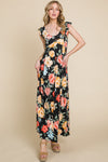 SALE Emerald Collection Floral Printed Scoop-neck Maxi Dress - Curvy Size