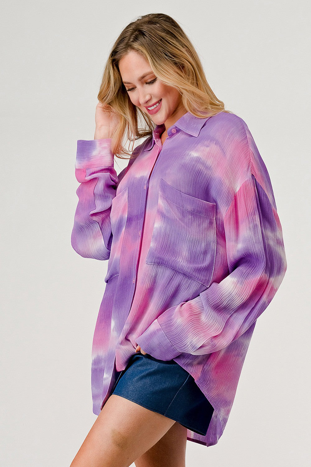 Tie Dye Button Down Top