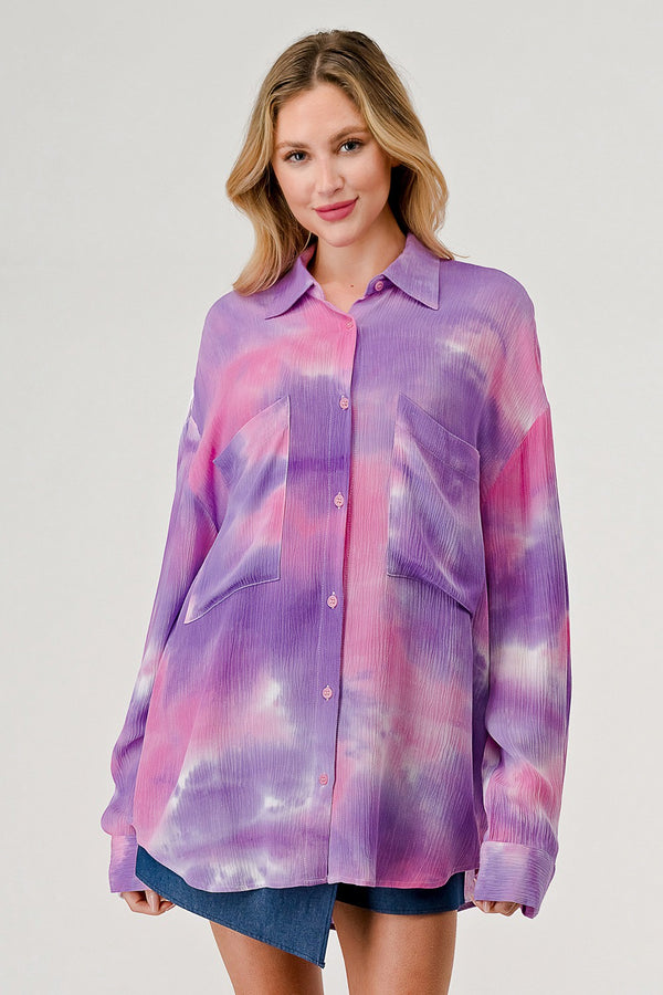 Tie Dye Button Down Top