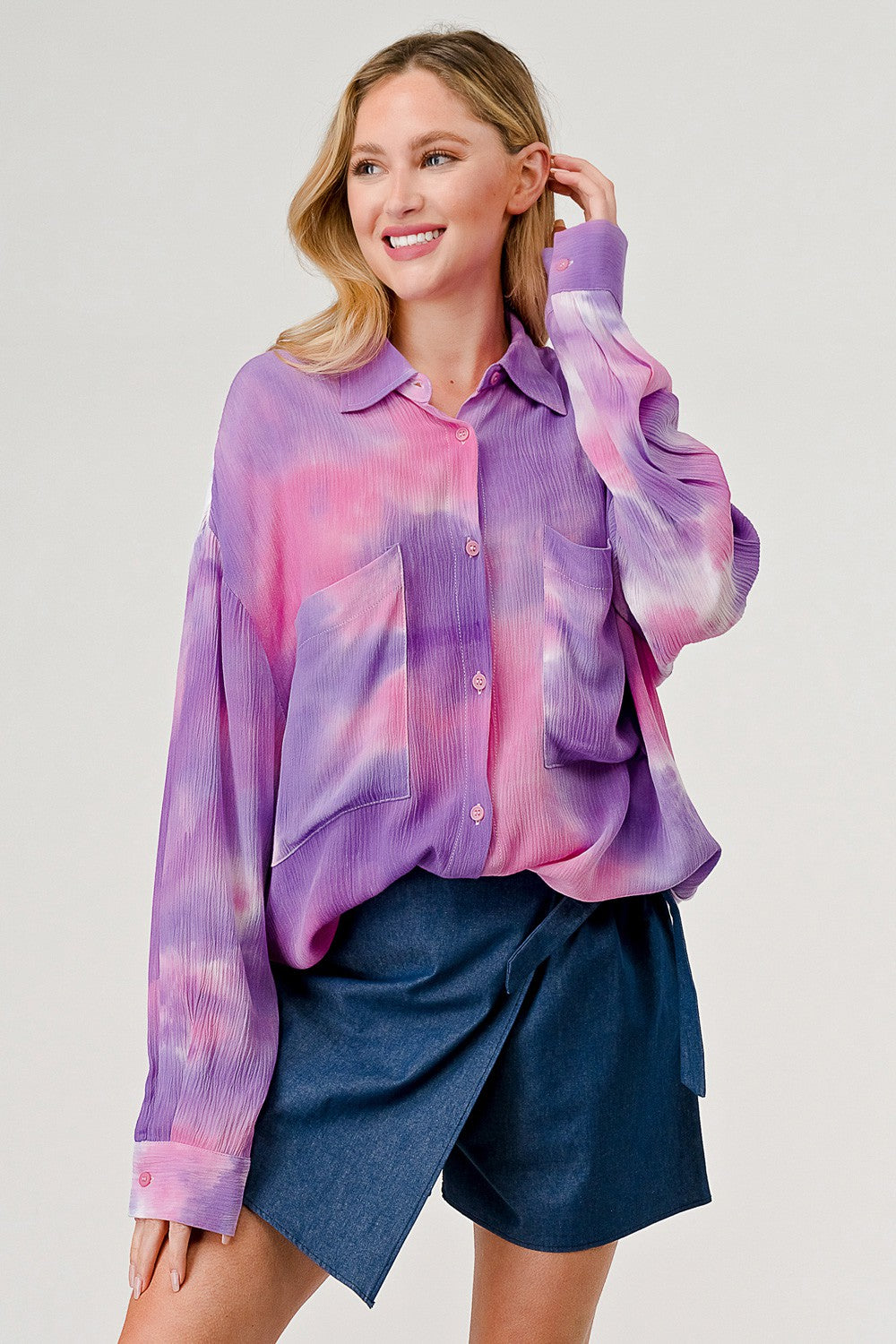 Tie Dye Button Down Top