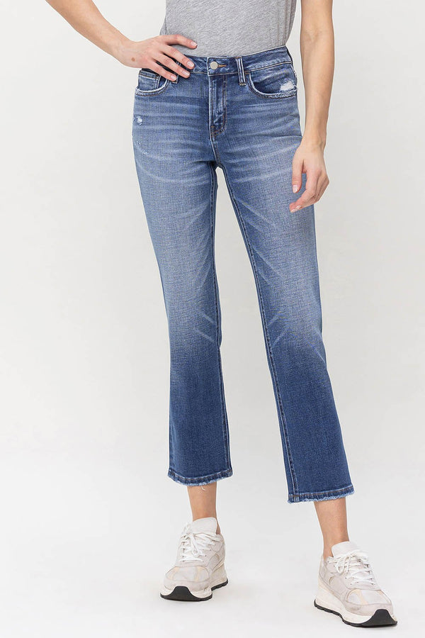 Flying Monkey Mid Rise Cropped Straight Jeans