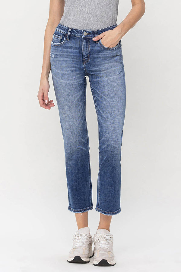 Flying Monkey Mid Rise Cropped Straight Jeans
