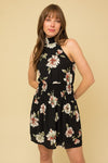 Sleeveless Halter Neck Floral Print Dress
