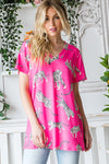Short Sleeve Animal Top- Curvy Size